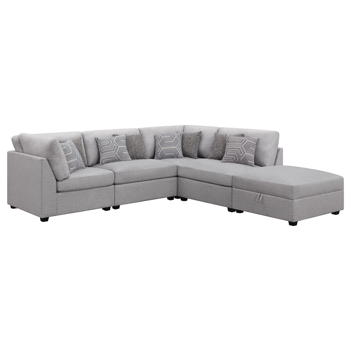Furniture City Houma - Coaster - Cambria 5-piece Upholstered Modular Sectional Sofa Grey - 551511-S5B