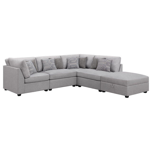 Furniture City Houma - Coaster - Cambria 5-piece Upholstered Modular Sectional Sofa Grey - 551511-S5B