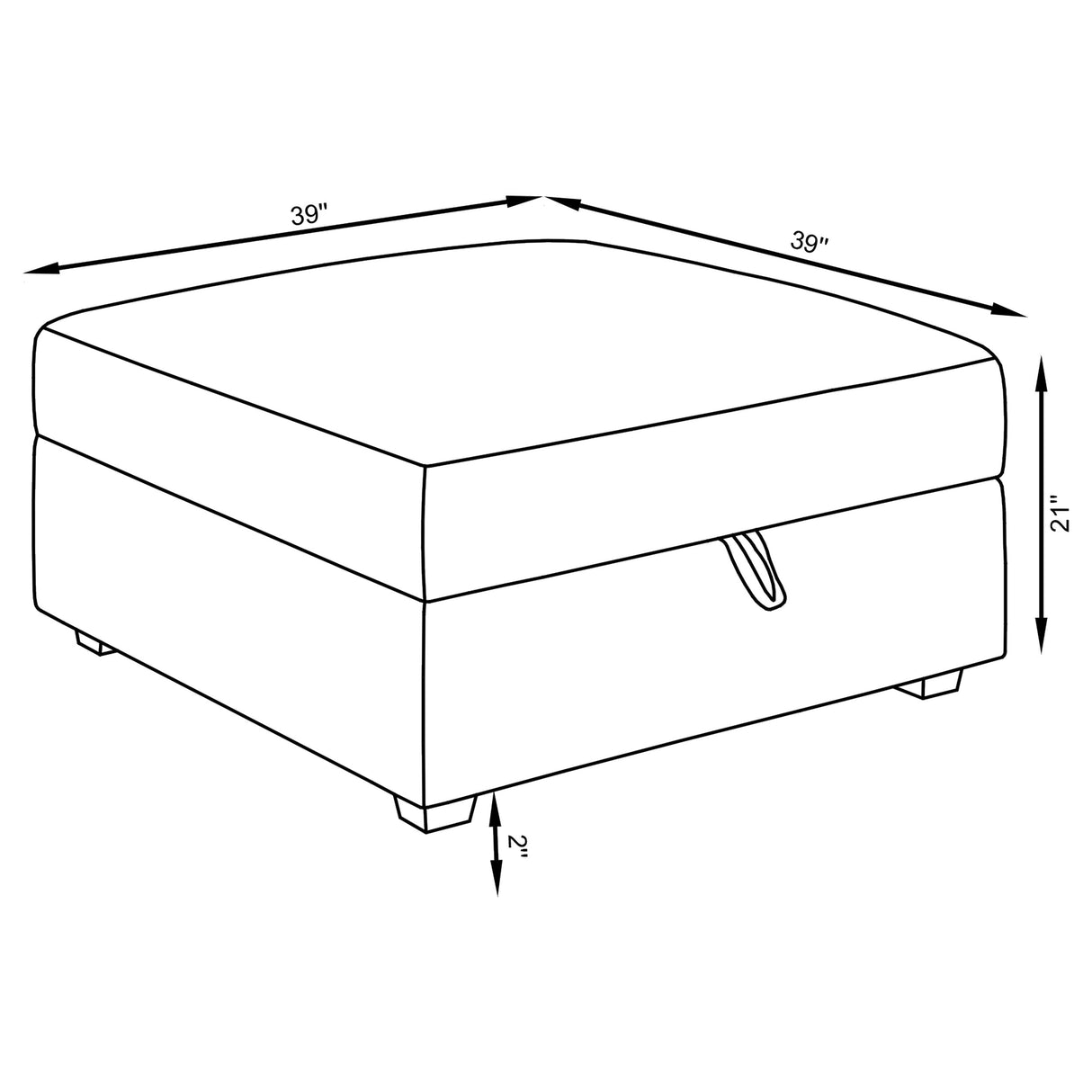 Cambria Square Upholstered Storage Ottoman Grey