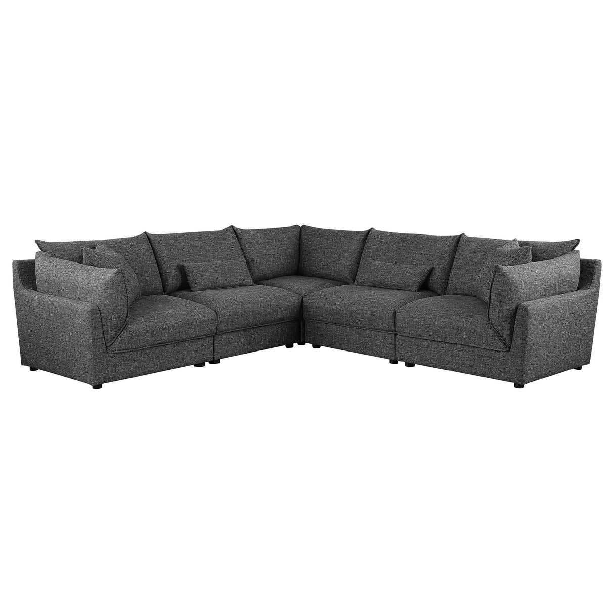 Furniture City Houma - Coaster - Sasha 5-piece Upholstered Modular Sectional Barely Black - 551681-SETA