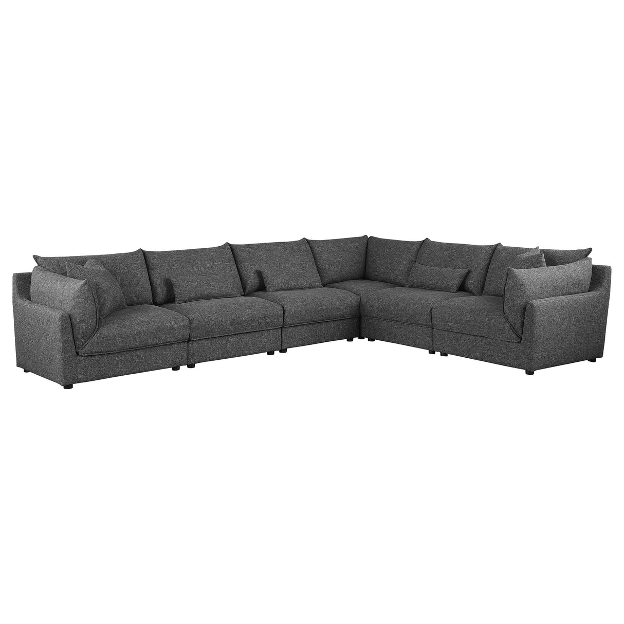 Furniture City Houma - Coaster - Sasha 6-Piece Upholstered Modular Sectional Barely Black - 551681-SET