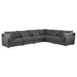 Furniture City Houma - Coaster - Sasha 6-Piece Upholstered Modular Sectional Barely Black - 551681-SET