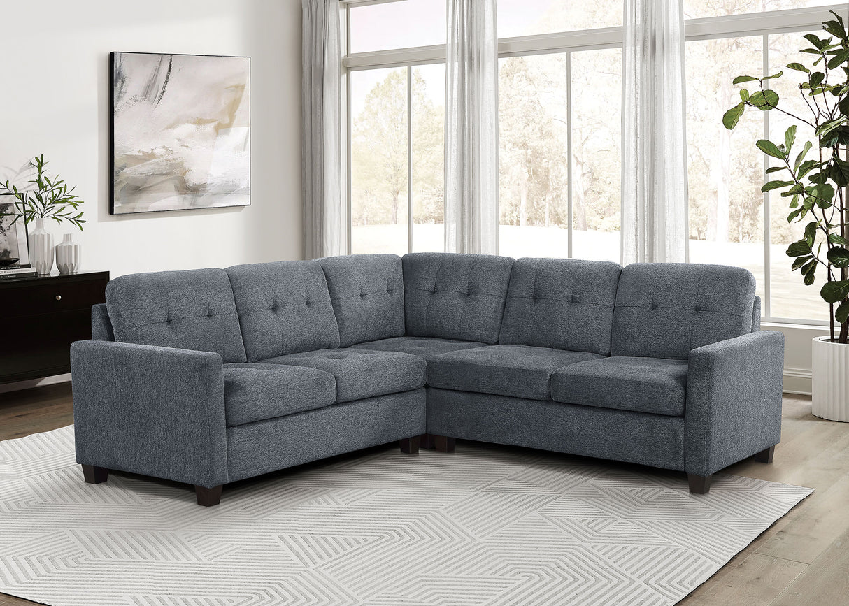 Furniture City Houma - Coaster - Georgina 3-piece Upholstered Sectional Sofa Steel Grey - 551701-SETA