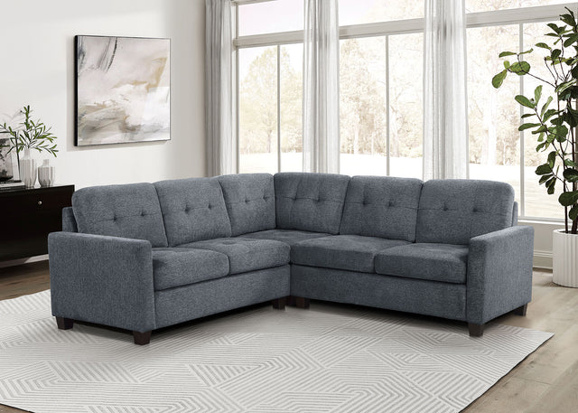 Furniture City Houma - Coaster - Georgina 3-piece Upholstered Sectional Sofa Steel Grey - 551701-SETA