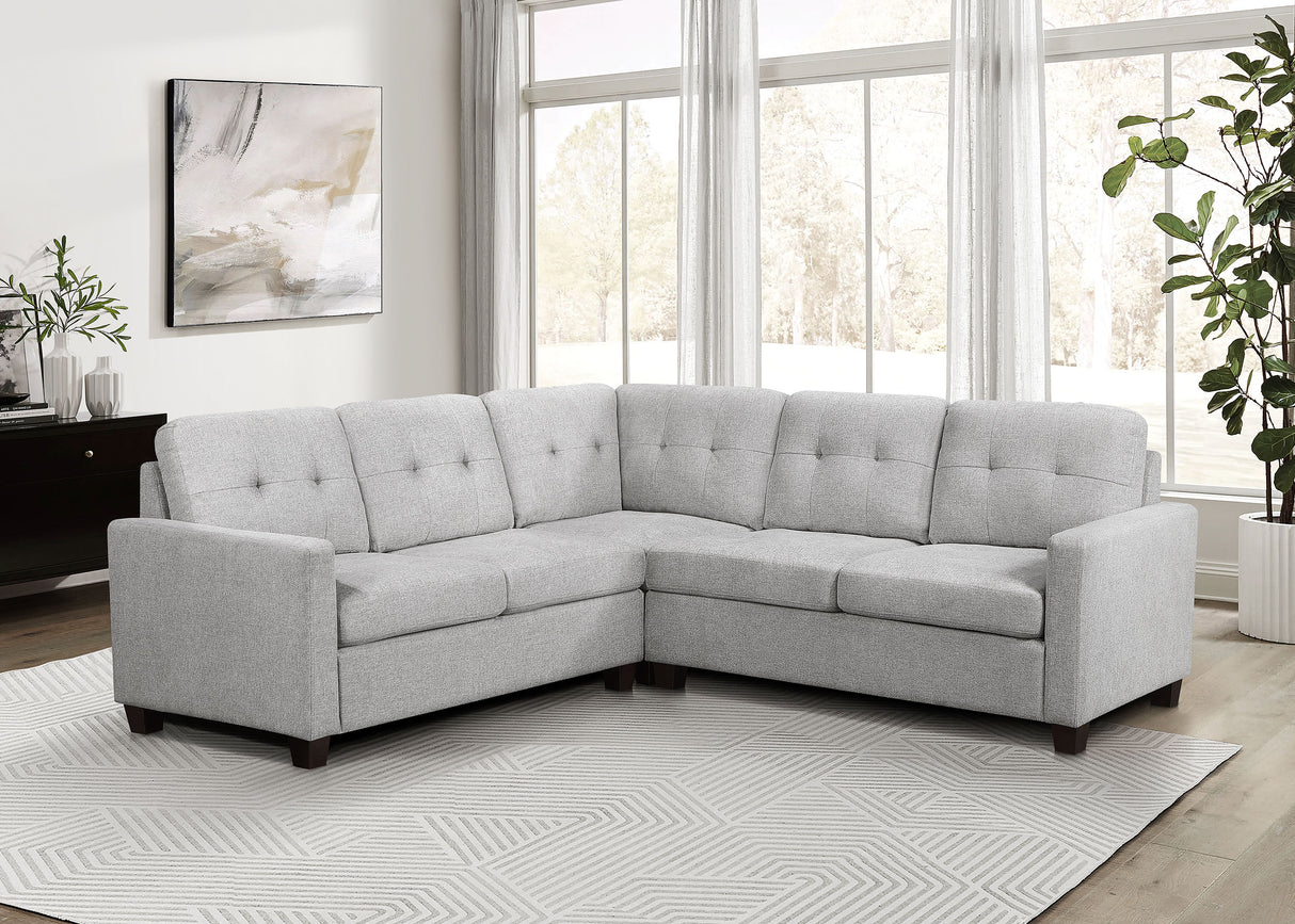 Furniture City Houma - Coaster - Georgina 3-piece Upholstered Sectional Sofa Steel Beige - 551705-SETA