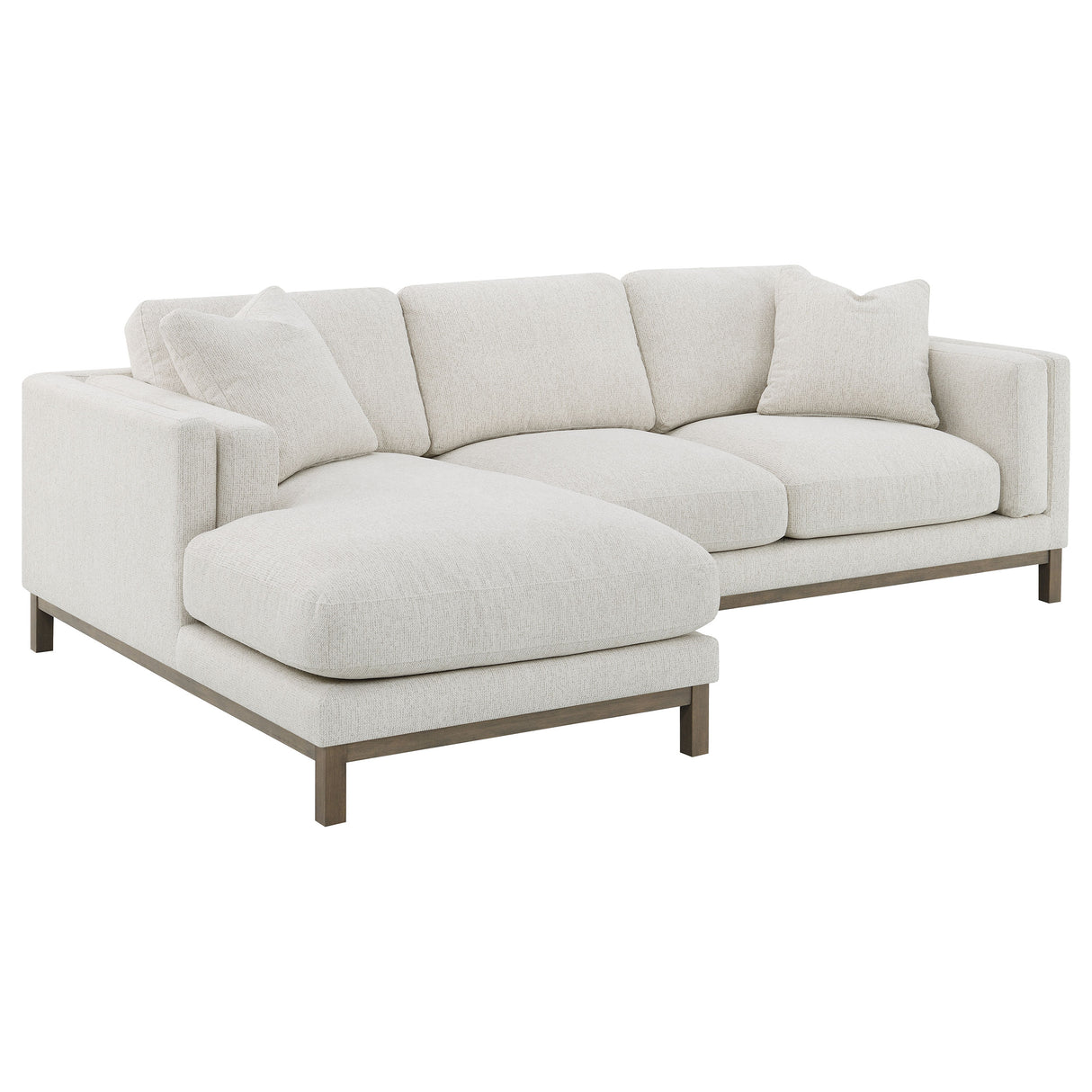 Furniture City Houma - Coaster - Geneva Boucle Upholstered Sectional Chaise Sofa Sand - 551777