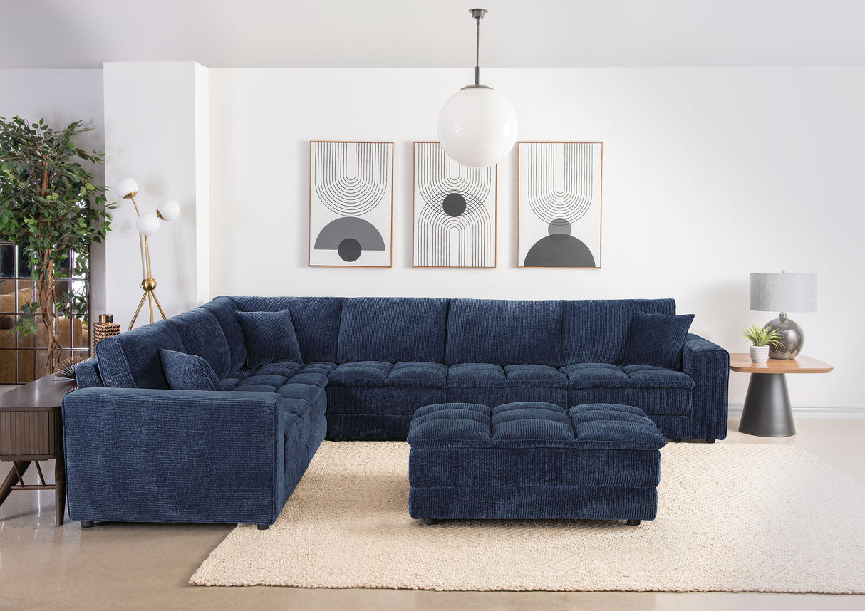Furniture City Houma - Coaster - Atlantic 7-piece Upholstered Modular Sectional Sofa Blue - 551821-SETA