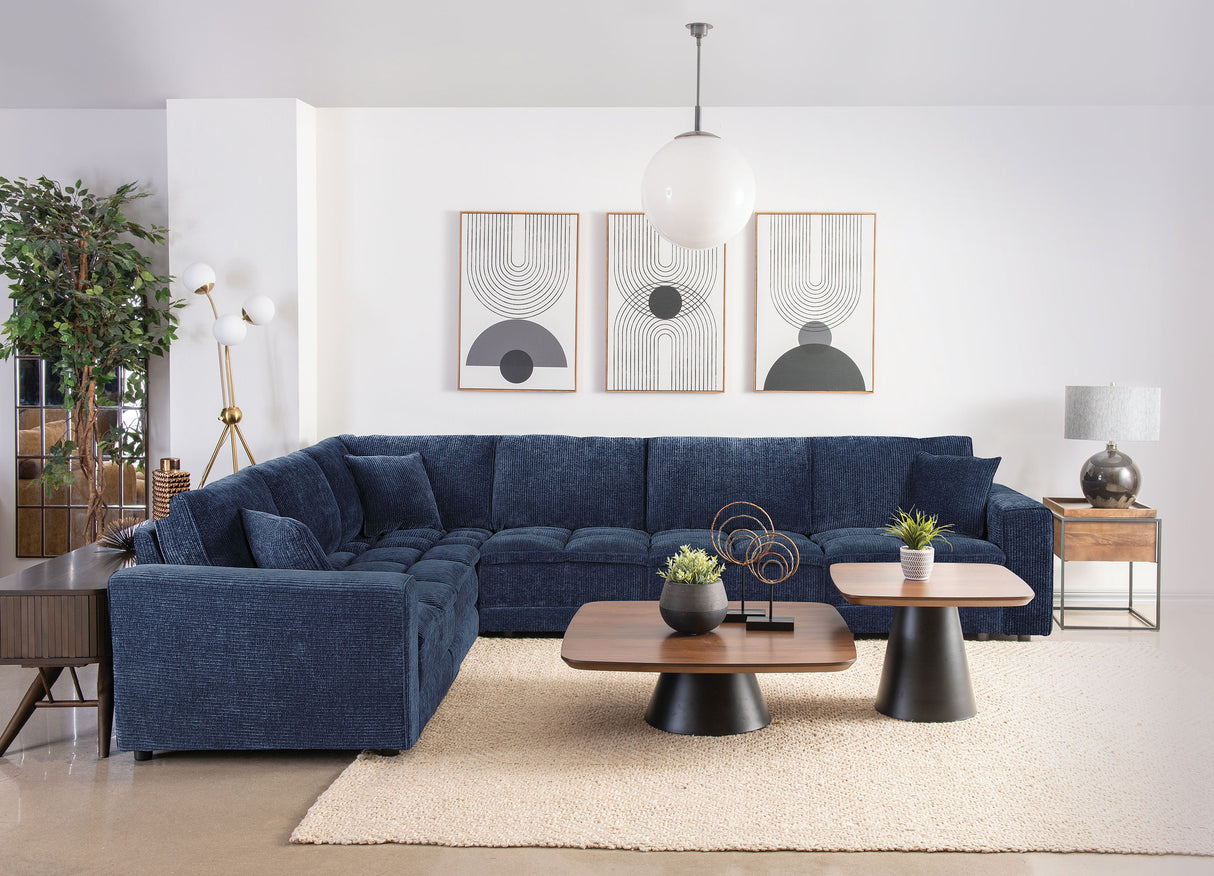 Furniture City Houma - Coaster - Atlantic 6-piece Upholstered Modular Sectional Sofa Blue - 551821-SETC