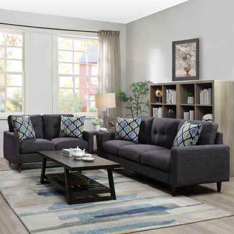 Furniture City Houma - Coaster - Watsonville 2-piece Upholstered Track Arm Sofa Set Grey - 552001-S2