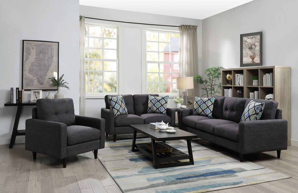 Furniture City Houma - Coaster - Watsonville 3-piece Upholstered Track Arm Sofa Set Grey - 552001-S3