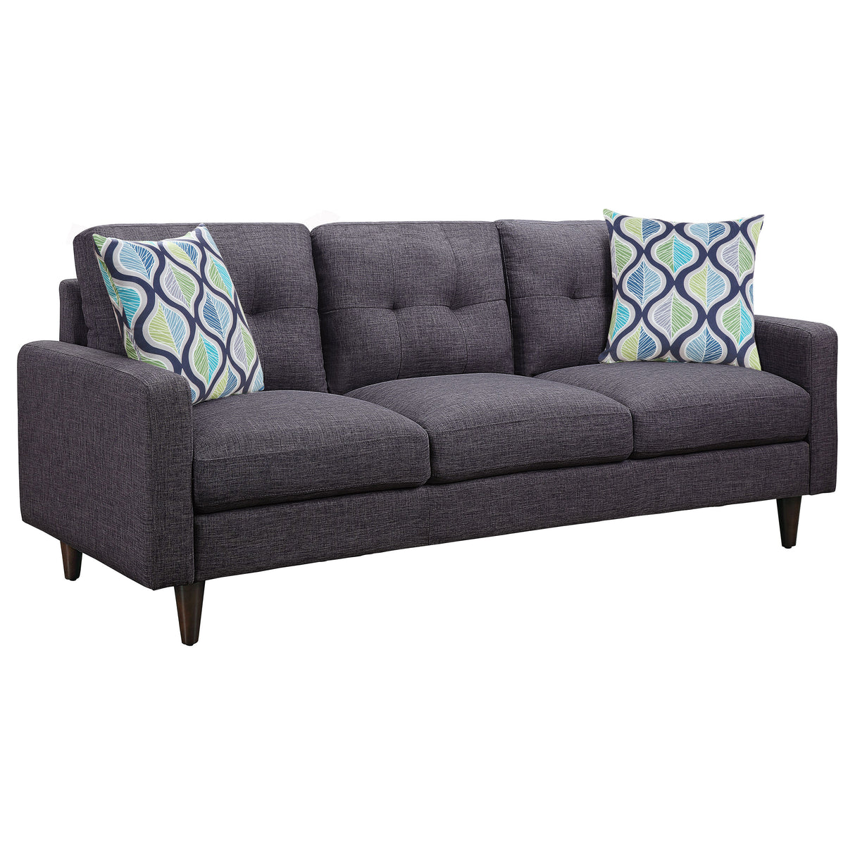 Furniture City Houma - Coaster - Watsonville Upholstered Track Arm Tufted Sofa Grey - 552001