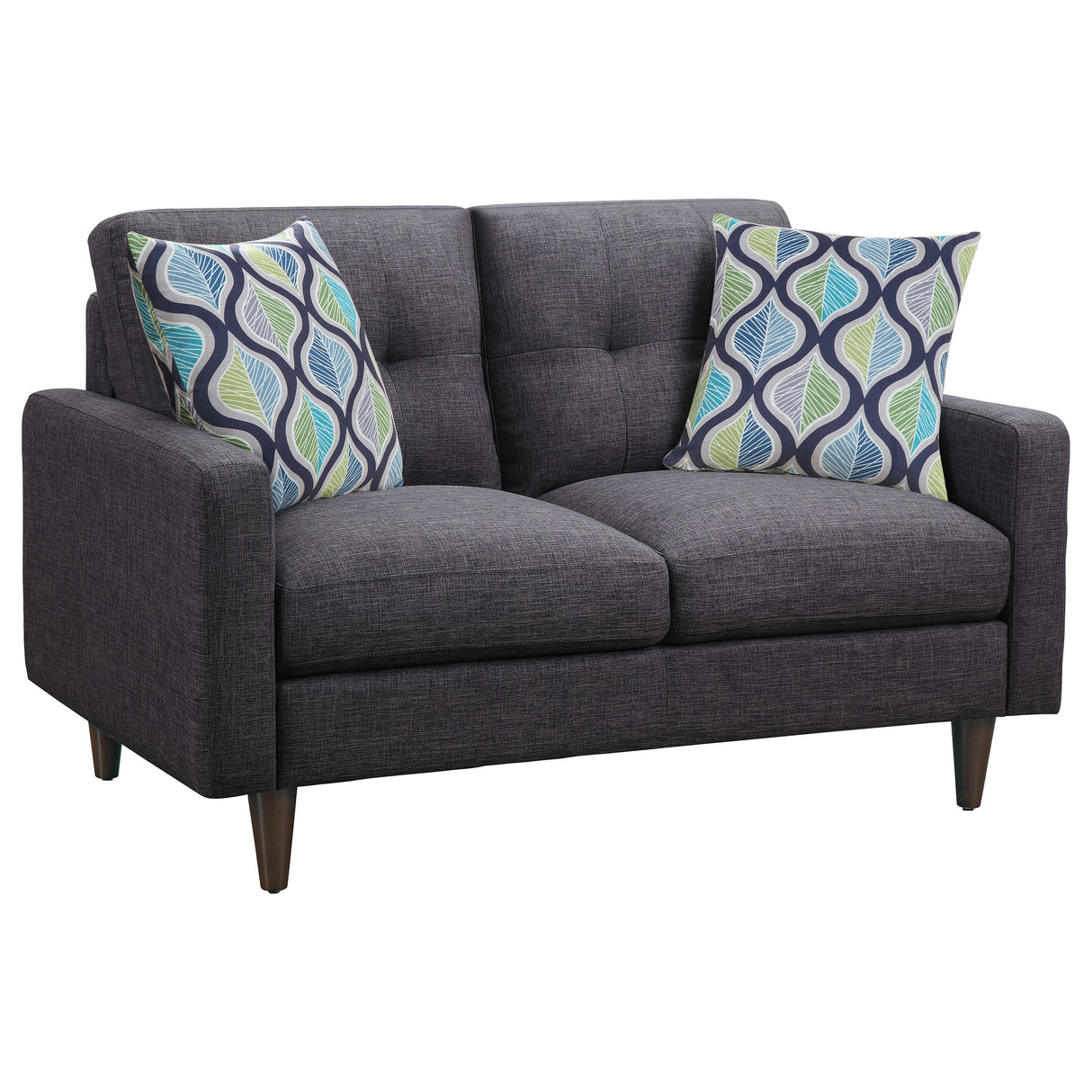 Furniture City Houma - Coaster - Watsonville Upholstered Track Arm Tufted Loveseat Grey - 552002