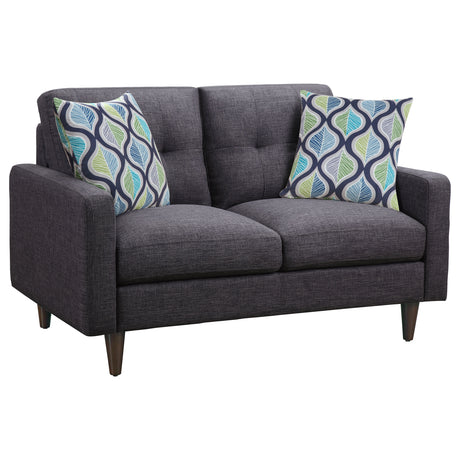 Furniture City Houma - Coaster - Watsonville Upholstered Track Arm Tufted Loveseat Grey - 552002