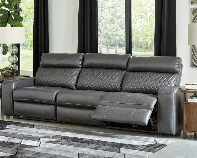 Furniture City Houma - Ashley Furniture - Samperstone 3-Piece Power Reclining Sectional Sofa - 3-Piece Power Reclining Sectional Sofa / Gray - 55203S4