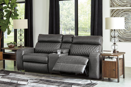 Furniture City Houma - Ashley Furniture - Samperstone Sectional - 2-Piece Power Reclining Sectional Loveseat / Gray - 55203S5