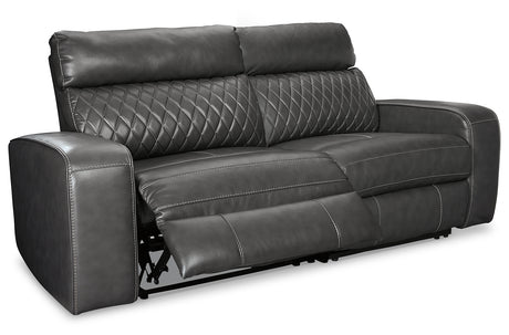 Furniture City Houma - Ashley Furniture - Samperstone 2-Piece Power Reclining Sectional Loveseat - 2-Piece Power Reclining Sectional Loveseat / Gray - 55203S5