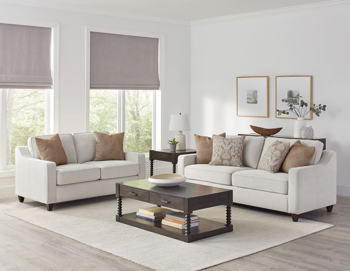 Furniture City Houma - Coaster - Christine 2-piece Upholstered Sloped Arm Sofa Set Beige - 552061-S2