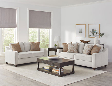 Furniture City Houma - Coaster - Christine 2-piece Upholstered Sloped Arm Sofa Set Beige - 552061-S2