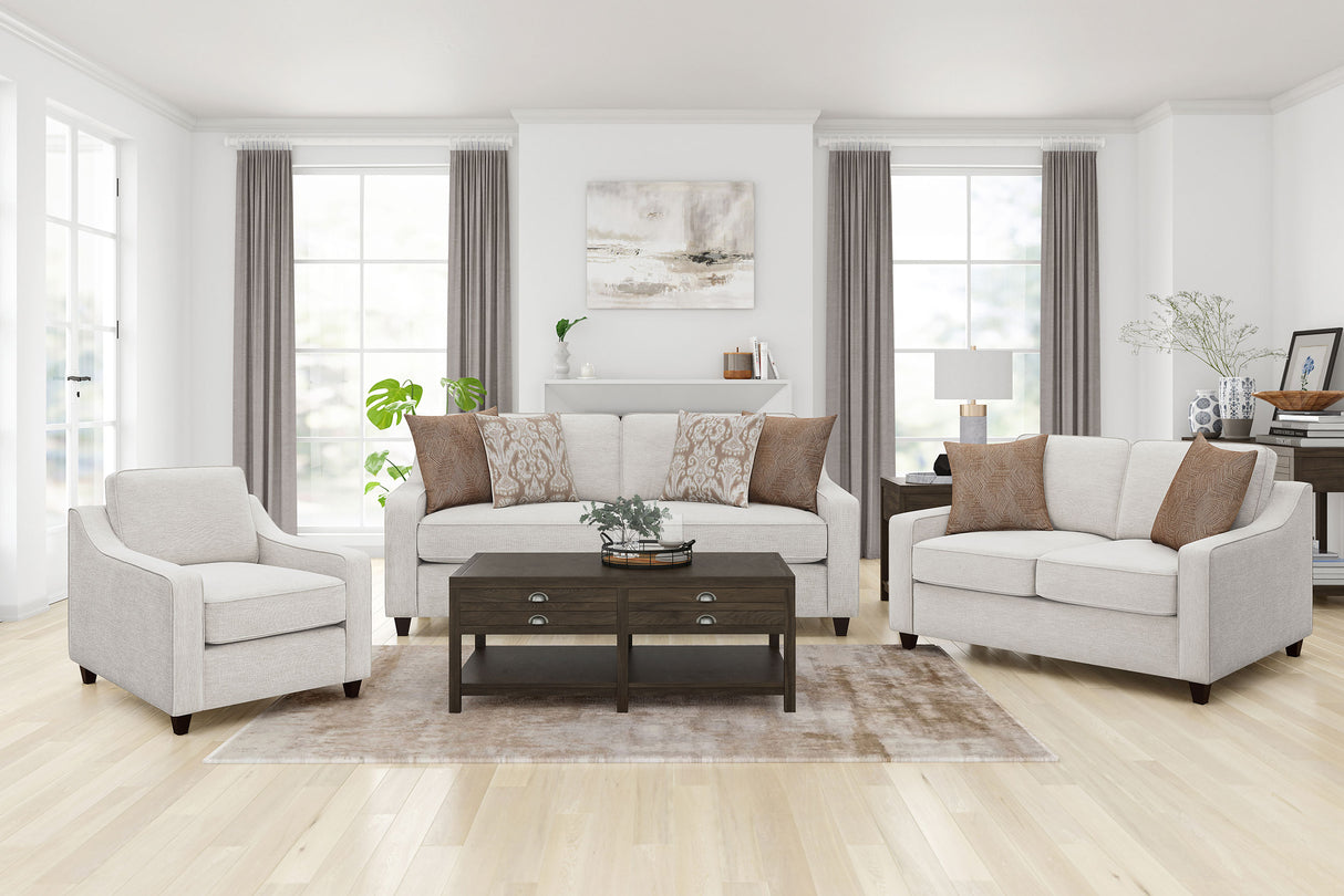 Furniture City Houma - Coaster - Christine 3-piece Upholstered Sloped Arm Sofa Set Beige - 552061-S3