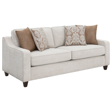 Furniture City Houma - Coaster - Christine Upholstered Sloped Arm Sofa Beige - 552061