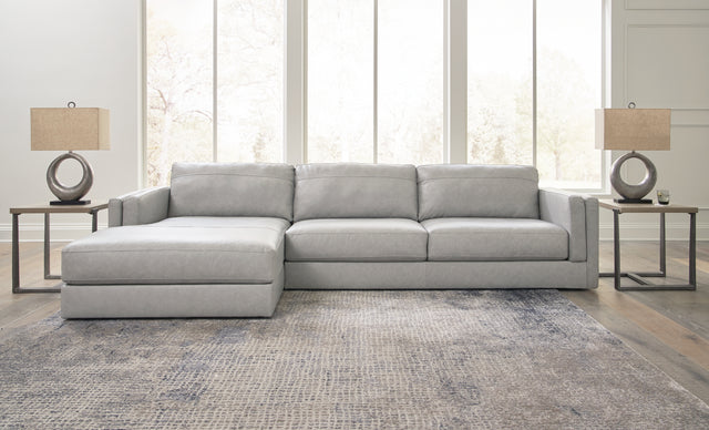 Furniture City Houma - Ashley Furniture - Amiata 2-Piece Sectional with Chaise - LAF 2-Piece Sectional with Chaise / Glacier - 57404S2