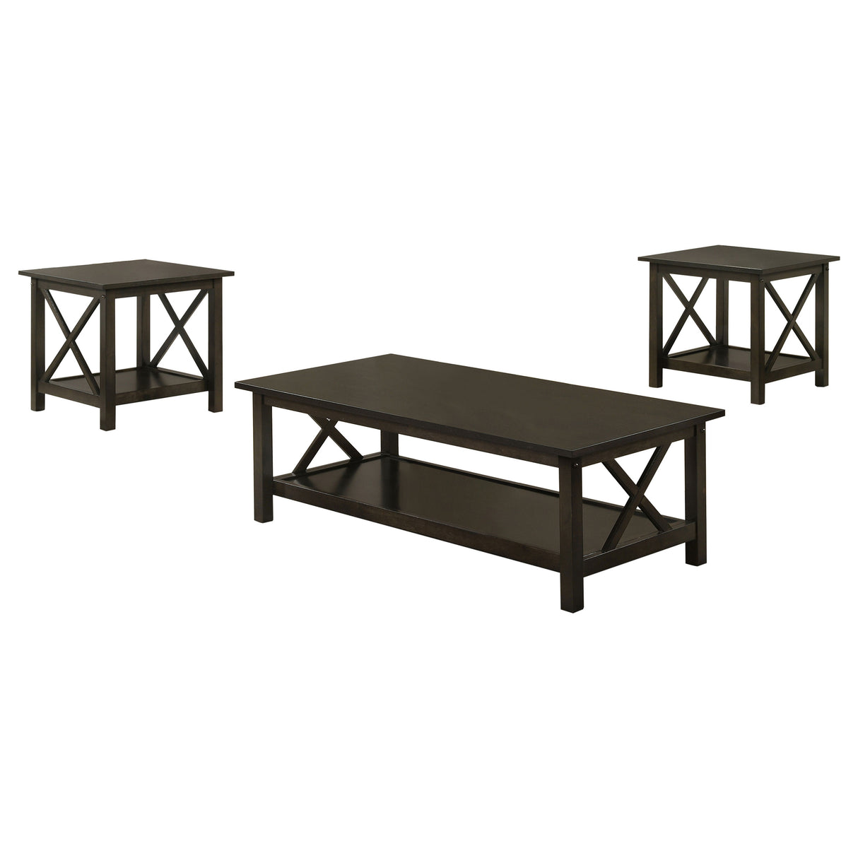 Furniture City Houma - Coaster - Rachelle 3-piece Rectangular Coffee Table Set Deep Merlot - 5909