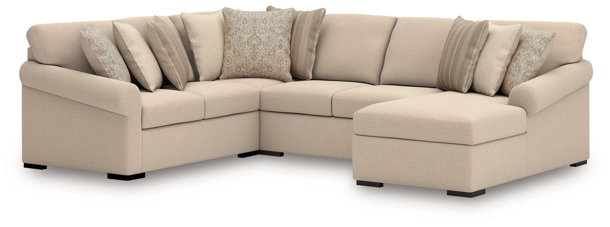 Furniture City Houma - Ashley Furniture - LadyMae 4-Piece Sectional with Chaise - RAF 4-Piece Sectional with Chaise / Twill - 59404S7