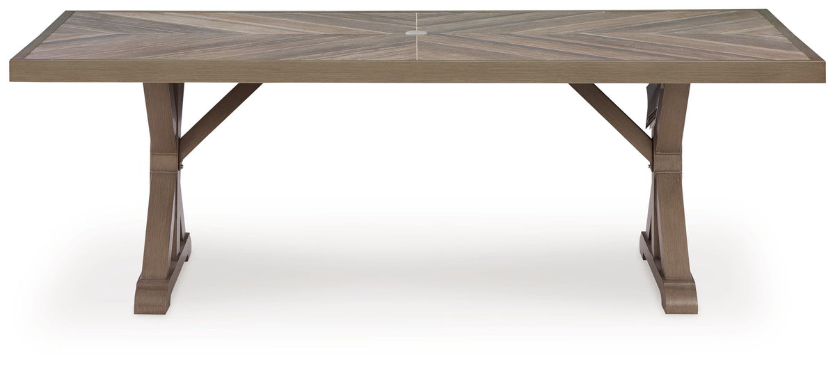 Laguna Heights - Rectangular Dining Table With Umbrella Option - Beige