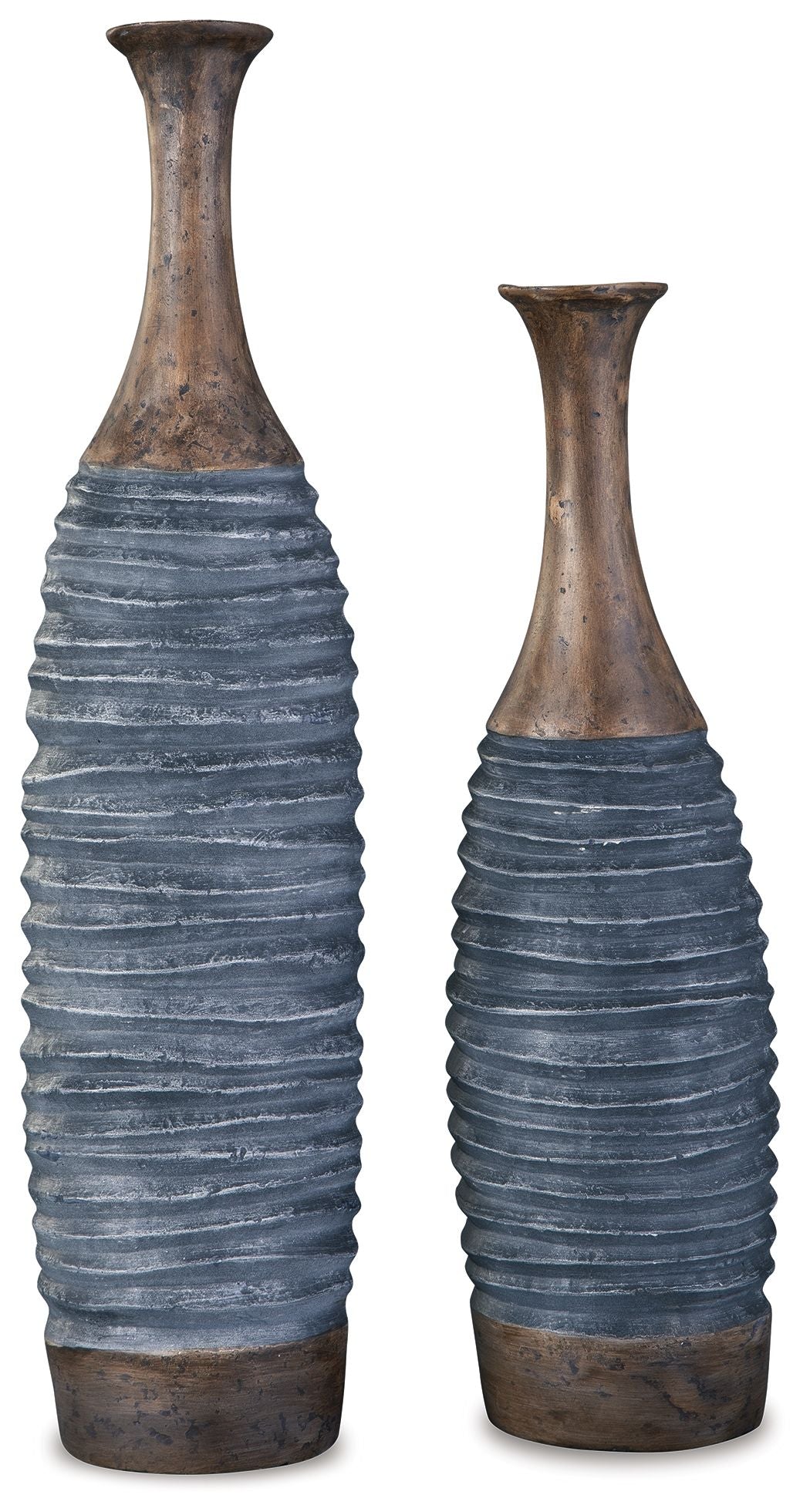 Blayze - Vase Set (Set of 2) - Antique Gray / Brown