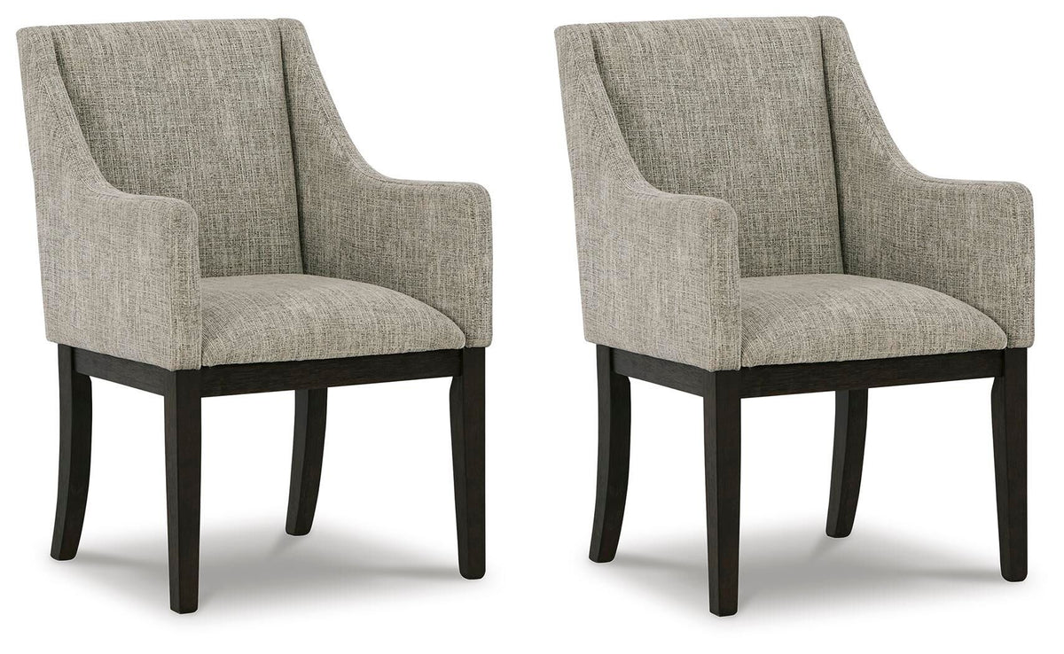 Burkhaus - Dining UPH Arm Chair (Set of 2) - Beige / Dark Brown