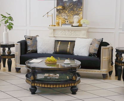 HD-9042 - Sofa - Silver / Black / Gold