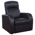 Furniture City Houma - Coaster - Cyrus Upholstered Track Arm Recliner Black - 600001