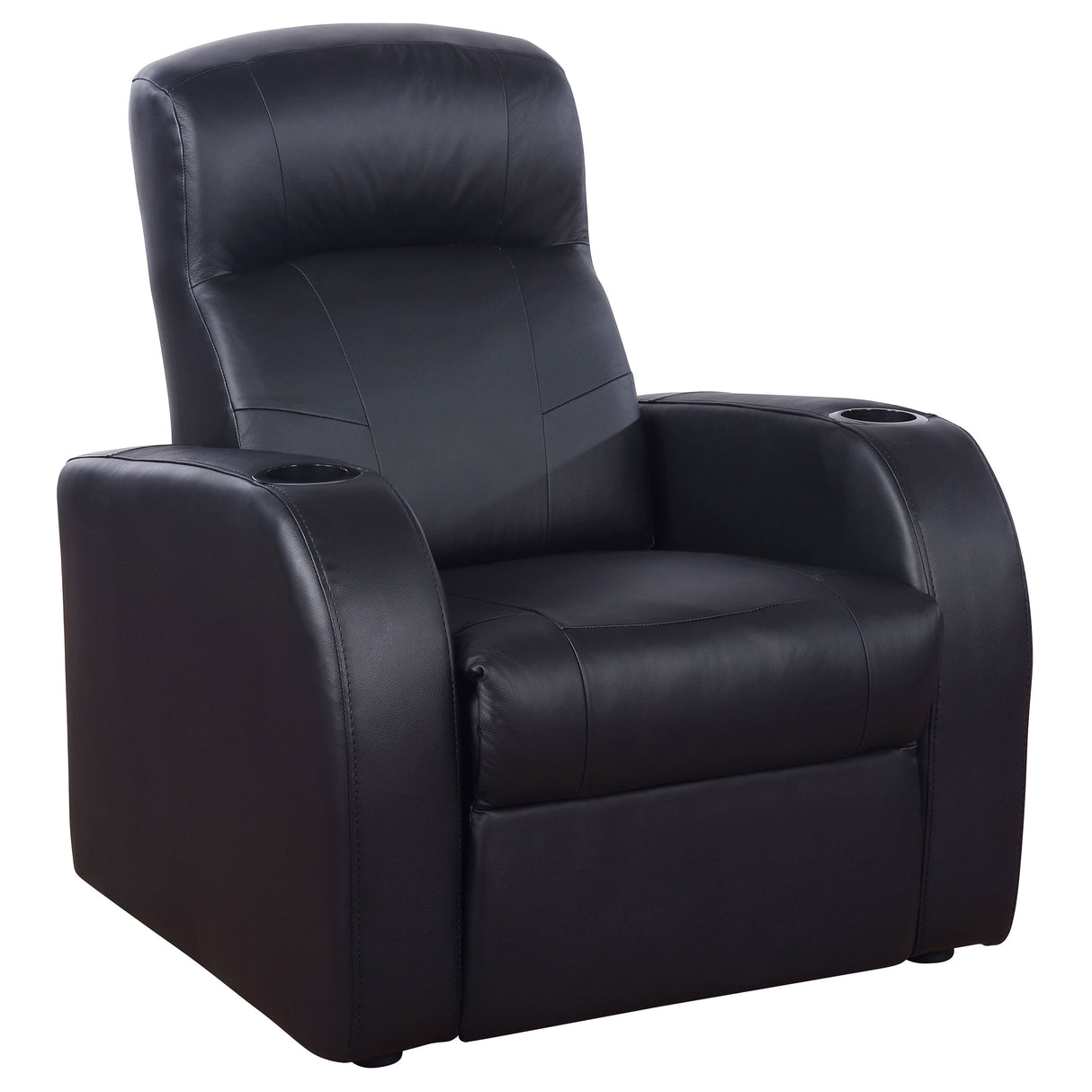 Furniture City Houma - Coaster - Cyrus Upholstered Track Arm Recliner Black - 600001