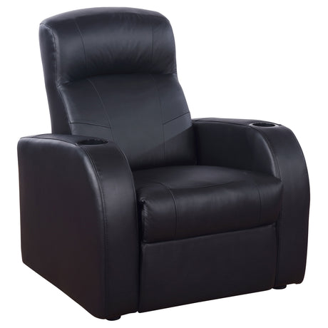 Furniture City Houma - Coaster - Cyrus Upholstered Track Arm Recliner Black - 600001