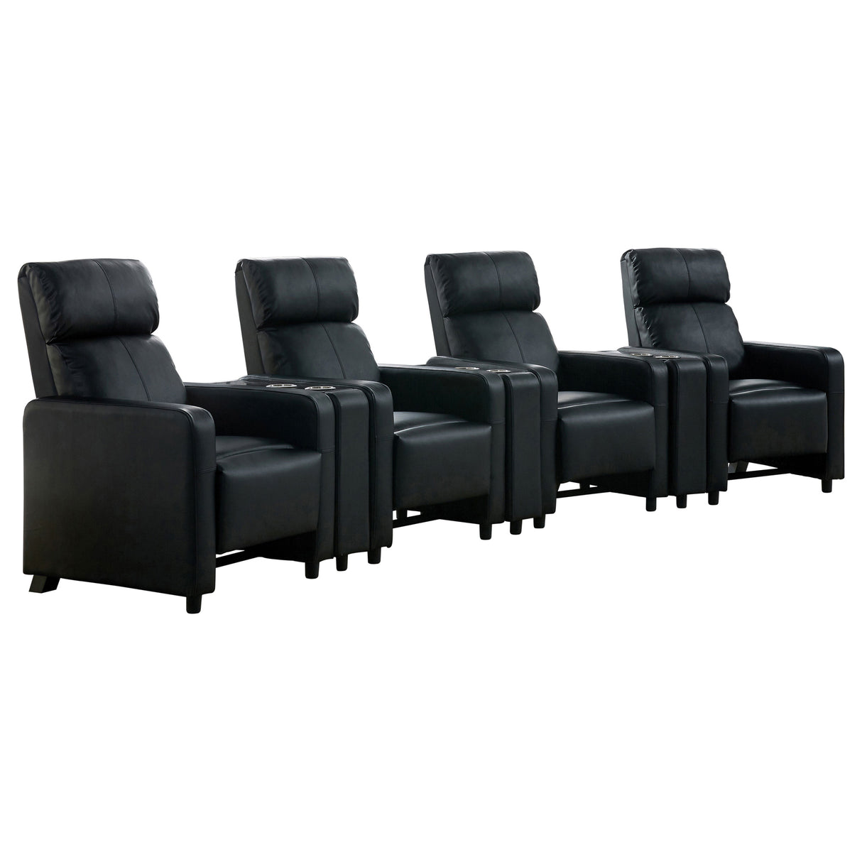Furniture City Houma - Coaster - Toohey Upholstered Tufted Recliner Living Room Set Black - 600181-S4A