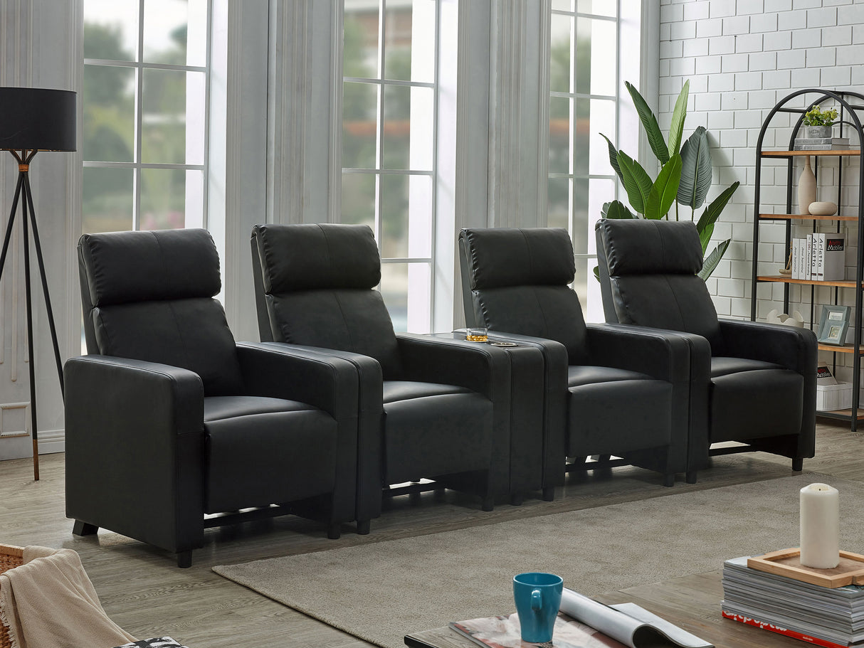 Furniture City Houma - Coaster - Toohey Upholstered Tufted Recliner Living Room Set Black - 600181-S4B