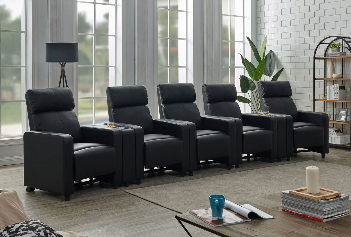 Furniture City Houma - Coaster - Toohey Upholstered Tufted Recliner Living Room Set Black - 600181-S5B