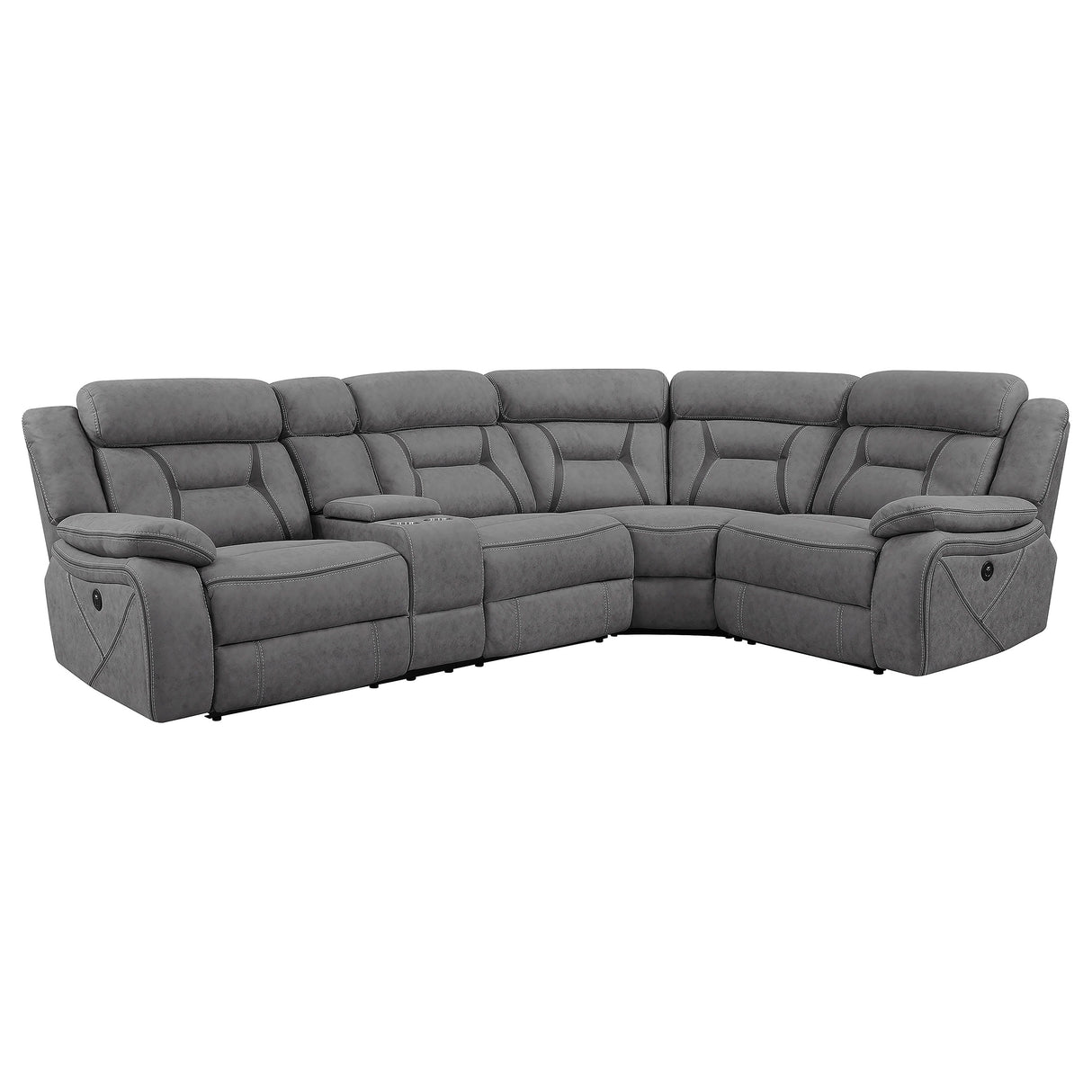 Furniture City Houma - Coaster - Higgins Upholstered Power Reclining Sectional Sofa Grey - 600370