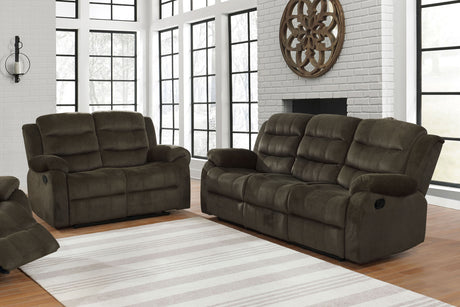 Furniture City Houma - Coaster - Rodman 2-piece Upholstered Reclining Sofa Set Olive Brown - 601881-S2