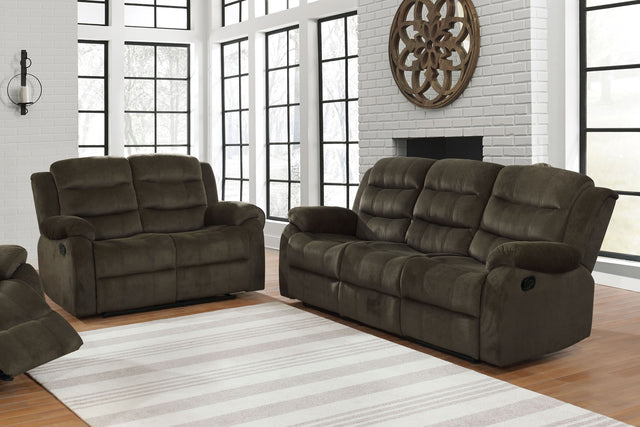Furniture City Houma - Coaster - Rodman 2-piece Upholstered Reclining Sofa Set Olive Brown - 601881-S2