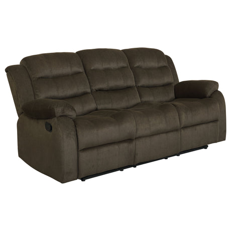 Furniture City Houma - Coaster - Rodman Upholstered Padded Arm Reclining Sofa Olive Brown - 601881