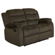 Furniture City Houma - Coaster - Rodman Upholstered Padded Arm Reclining Loveseat Olive Brown - 601882