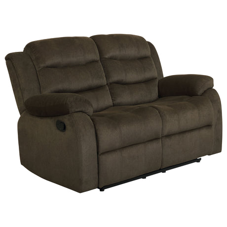 Furniture City Houma - Coaster - Rodman Upholstered Padded Arm Reclining Loveseat Olive Brown - 601882