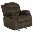 Furniture City Houma - Coaster - Rodman Upholstered Padded Arm Glider Recliner Olive Brown - 601883