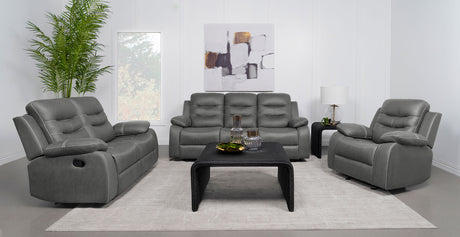 Furniture City Houma - Coaster - Nova 3-piece Upholstered Padded Arm Sofa Set Dark Grey - 602531-S3