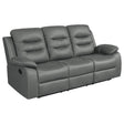 Furniture City Houma - Coaster - Nova Upholstered Padded Arm Reclining Sofa Dark Grey - 602531