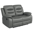 Furniture City Houma - Coaster - Nova Upholstered Padded Arm Reclining Loveseat Dark Grey - 602532