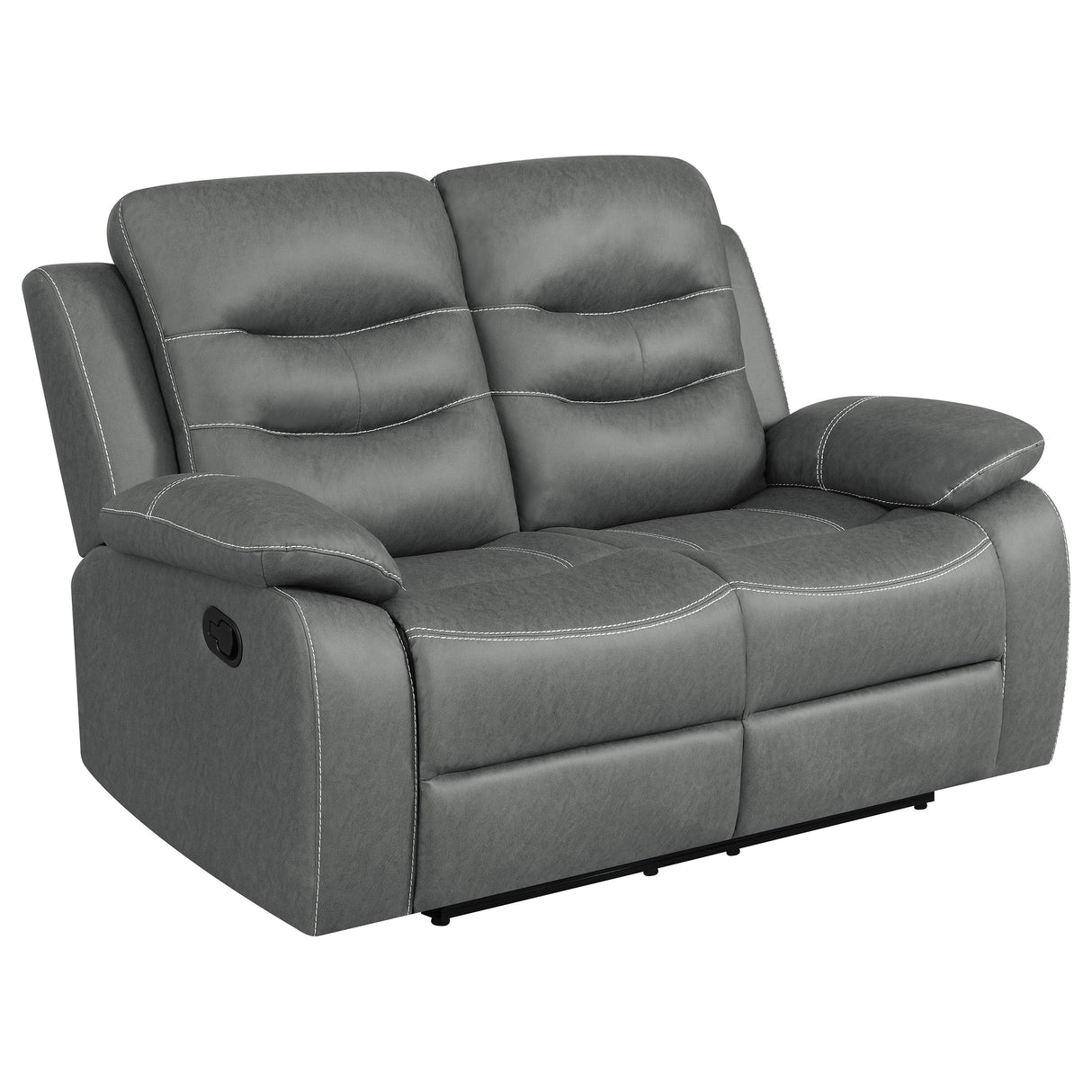 Furniture City Houma - Coaster - Nova Upholstered Padded Arm Reclining Loveseat Dark Grey - 602532