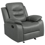 Furniture City Houma - Coaster - Nova Upholstered Padded Arm Glider Recliner Dark Grey - 602533