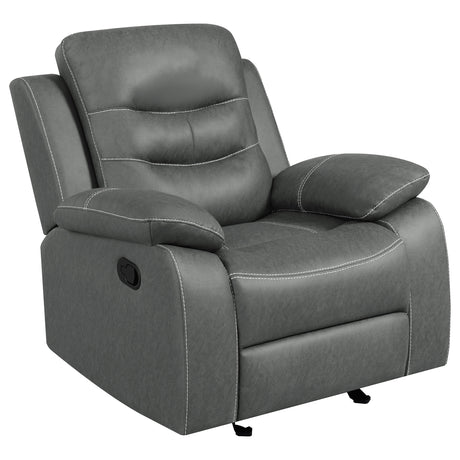Furniture City Houma - Coaster - Nova Upholstered Padded Arm Glider Recliner Dark Grey - 602533
